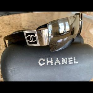 CHANEL Sunglasses Swarovski Crystal Logo